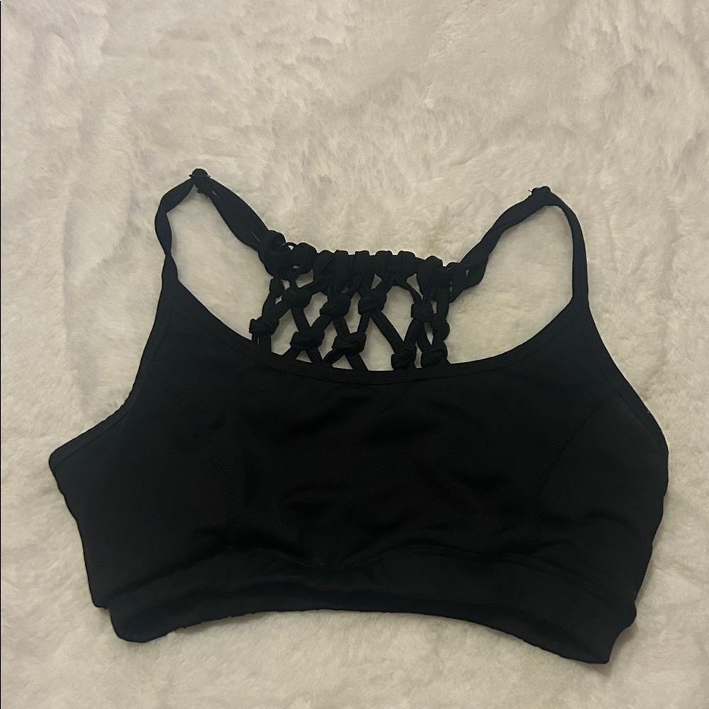 Popular Basics Black Knotted Sports Bra
